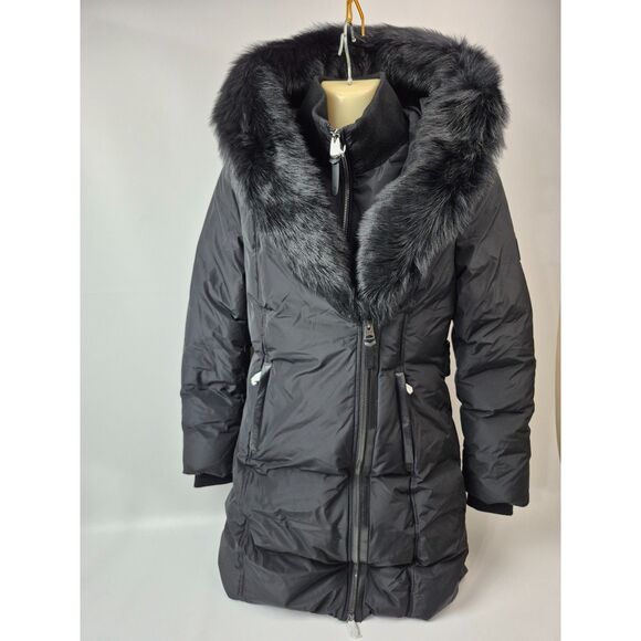 Mackage Women's Black Kay Shearling Collar Down Coat Size Medium $1390+ - Picture 5 of 11